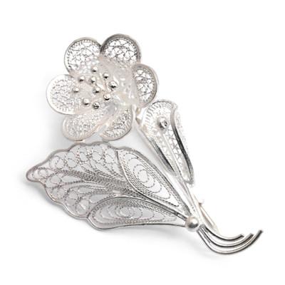 Sterling silver brooch pin, 'Silver Allamanda'