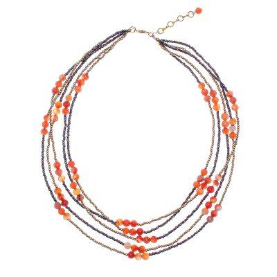 'Carnelian Beaded Strand Necklace from Thailand'
