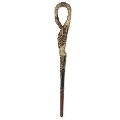 Look Back,'African Adinkra Theme Hand Carved Walking Stick'