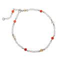 Summer Splendor,'Sterling Silver Station Anklet with Agate Stone from Peru'