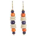 Summer Rain,'Purple and Orange Sese Wood Dangle Earrings'