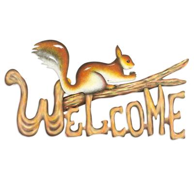 Busy Squirrel,'Steel Welcome Sign Outdoor Living'