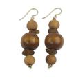 Dzidudu,'Wood Beaded Dangle Earrings Artisan Crafted Jewelry'