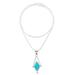 Spark of Blue,'Turquoise and Taxco 950 Silver Artisan Crafted Necklace'