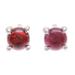 Circle Moon in Crimson,'Thai Hand Made Sterling Silver Garnet Button Earrings'