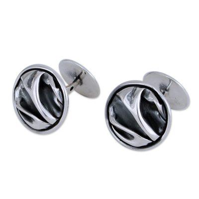 Silver cufflinks, 'The Sierra' - Unique Modern Fin...