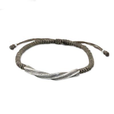 Karen Twist in Grey,'Karen Silver Wristband Bracelet in Grey from Thailand'