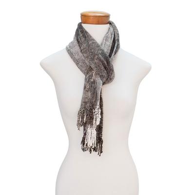 Infinite Universe,'Handwoven Grey Rayon Chenille Scarf from Guatemala'