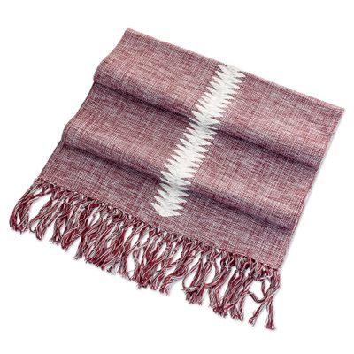 Homey Elegance,'Handloomed Cotton Table Runner in Cordovan and Alabaster'