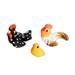 'Set of 3 Hand-painted Chicken Themed Ceramic Figurines'