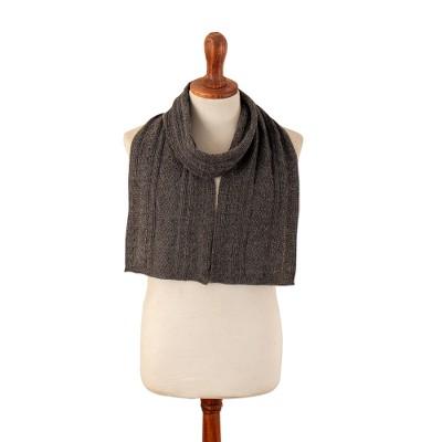 Grey Braid,'Soft Knit 100% Alpaca Scarf in a Grey Base Hue'
