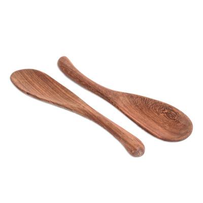 'Peten Surprise' (pair) - Wood Cooking Utensil Mixing Spatulas