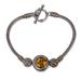 Gold accent citrine braided bracelet, 'Tenganan Warmth'