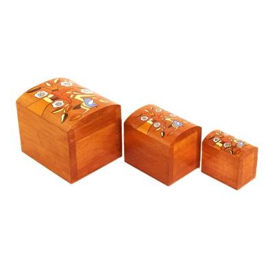 Lively Tree,'Pinewood Decorative Boxes with Bird and Tree Motifs (3)'