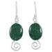 Green Maya Galaxy,'Spiral Theme Sterling Silver and Green Jade Earrings'