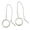 Round Memories,'Sterling Silver Threader Earrings with Round Pendants'