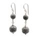 Lantern Twins,'Patterned Sterling Silver Dangle Earrings from Bali'