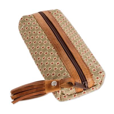 Spring Ditsy,'Floral Pattern Leather-Accented Pencil Case'