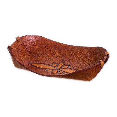 Gothic Flower,'Handcrafted Leather Catchall from Peru'