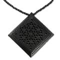 'Mughal Enchantress Diamond' - Ebony Wood Necklace Hand Carved Jewelry from I