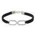 Infinite Friendship in Black,'Infinity Symbol Pendant Bracelet on Black Leather Wristband'