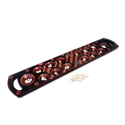 'Hand-painted Wood Batik Mancala Game from Indones...