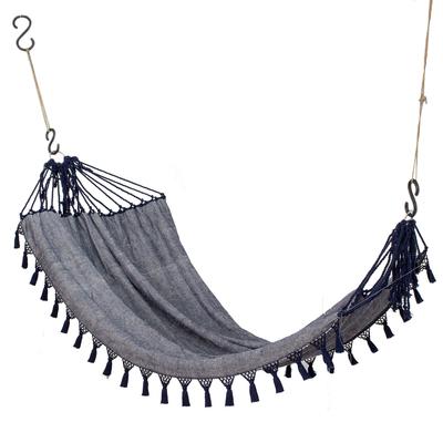 Among the Clouds,'Handwoven Blue Cotton hammock (Single)'