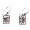 'Mythic Garden' - Sterling Silver and Amethyst Dangle Earrings