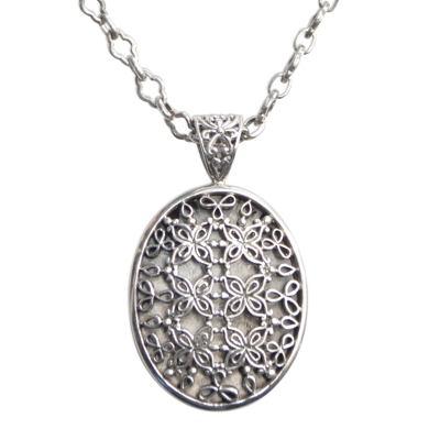 Sterling silver pendant necklace, 'Jasmine at Night'
