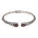 Balinese Sterling Silver and Garnet Hinged Cuff Bracelet 'Looking for You'