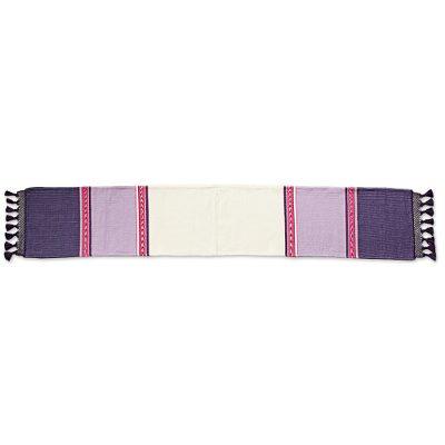 Blushing Purple,'100% Cotton Artisan Crafted Table Runner in Purple and Pink'
