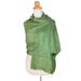 Silk shawl, 'Green Treasure' - Hand Made Silk Shawl