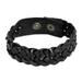 Men's braided leather bracelet, 'Midnight Paths'