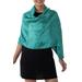 Comforting Turquoise,'Handwoven Fringed Silk Shawl in Emerald from Thailand'