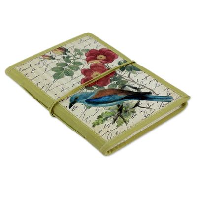Handmade paper journal, 'Kingfisher Memoirs'