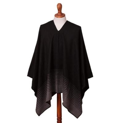 Smoke Adventure,'Smoke and Black Men's Alpaca Blend Poncho from Peru'