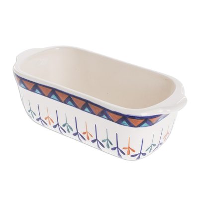 Antigua Breeze,'Ceramic Hand Painted Baking Dish with Geometric Design'