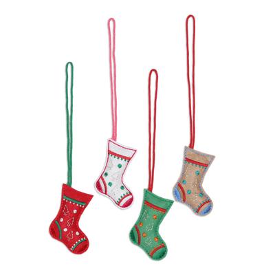 Christmas Charm,'Embroidered Wool Stocking Ornamen...