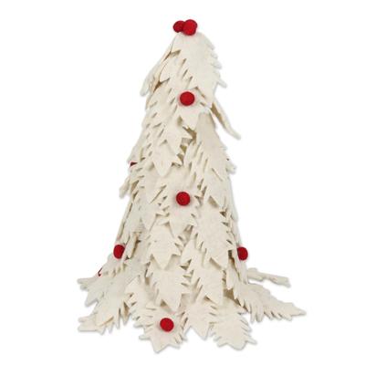 Holiday Beauty,'Hand Made Ivory Wool Christmas Tre...
