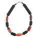 Dzine,'African Agate and Recycled Glass and Plastic Beaded Necklace'