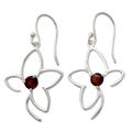Garnet dangle earrings, 'Sweet Flower'
