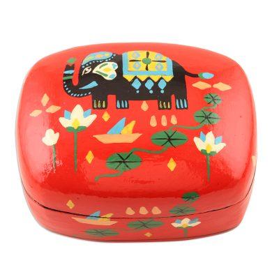Tale of the River,'Decorative Papier Mache Elephant-Motif Box'