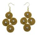 Golden Twists,'Golden Grass Dangle Earrings with Rhinestones from Brazil'