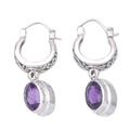 Purple Beautiful Lady,'Sterling Silver Dangle Earrings with Amethyst Stones'