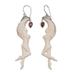 Dancing Angels,'Garnet and Bone Angel Dangle Earrings from Bali'