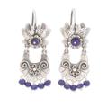 'Bird-Themed Lapis Lazuli Chandelier Earrings from Mexico'