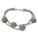 Flowering Hearts,'Sterling Silver Gold Accent Link Bracelet from Indonesia'