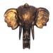 'Antiqued Gold-Tone Wood Elephant Wall Sculpture from Bali'