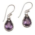 Dewdrops at Dawn,'Artisan Handcrafted Silver and Amethyst Earrings from Bali'