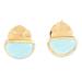 Golden Palace,'Gold-Plated Sterling Silver Chalcedony Stud Earrings'
